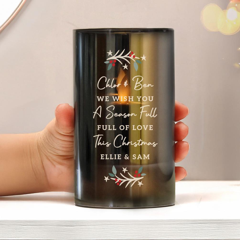 Personalised Christmas Smoked Glass LED Candle Extra Image 2